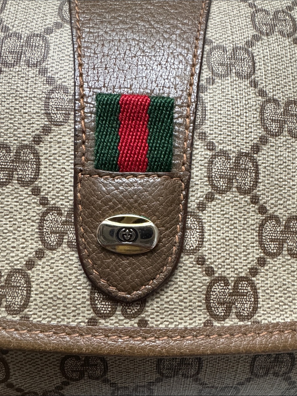 Gucci GG Supreme Sherry Line Clutch with Web Stripe Vintage EUC - Picture 2 of 12